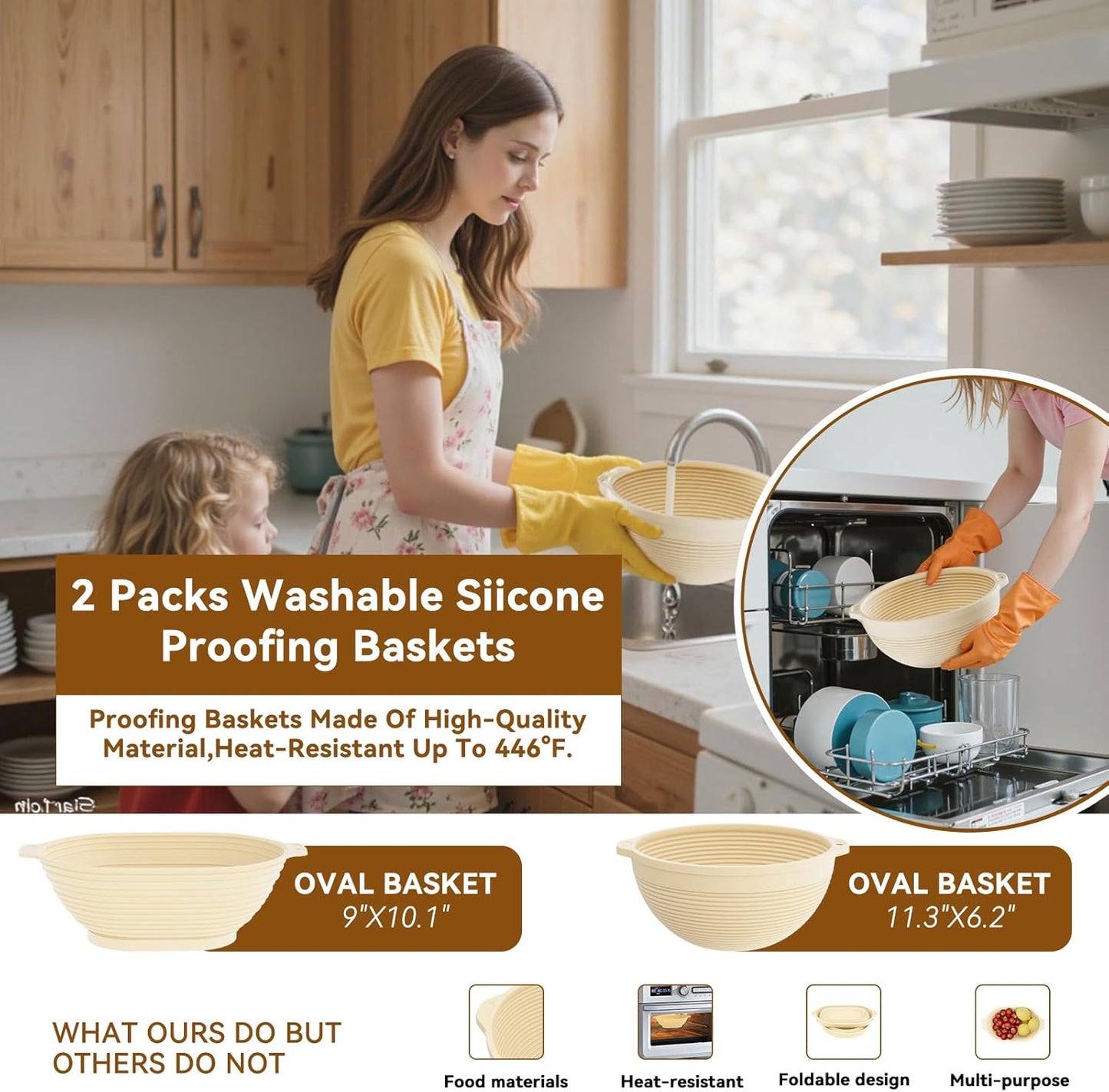Skiennix 24 PCS Sourdough Starter Kit - Includes 34oz Jar & Silicone Banneton Proofing Baskets