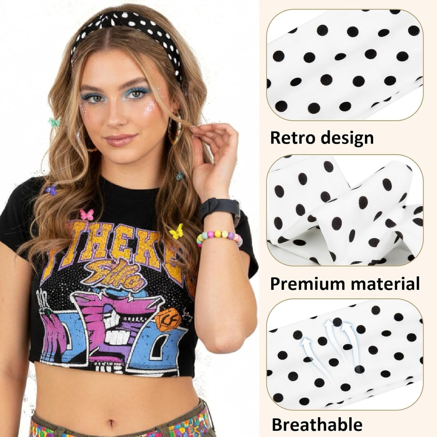 TERSE Polka Dot Headbands for Women - Trendy Hair Accessories | 6PCS Cute Fashion Hairbands