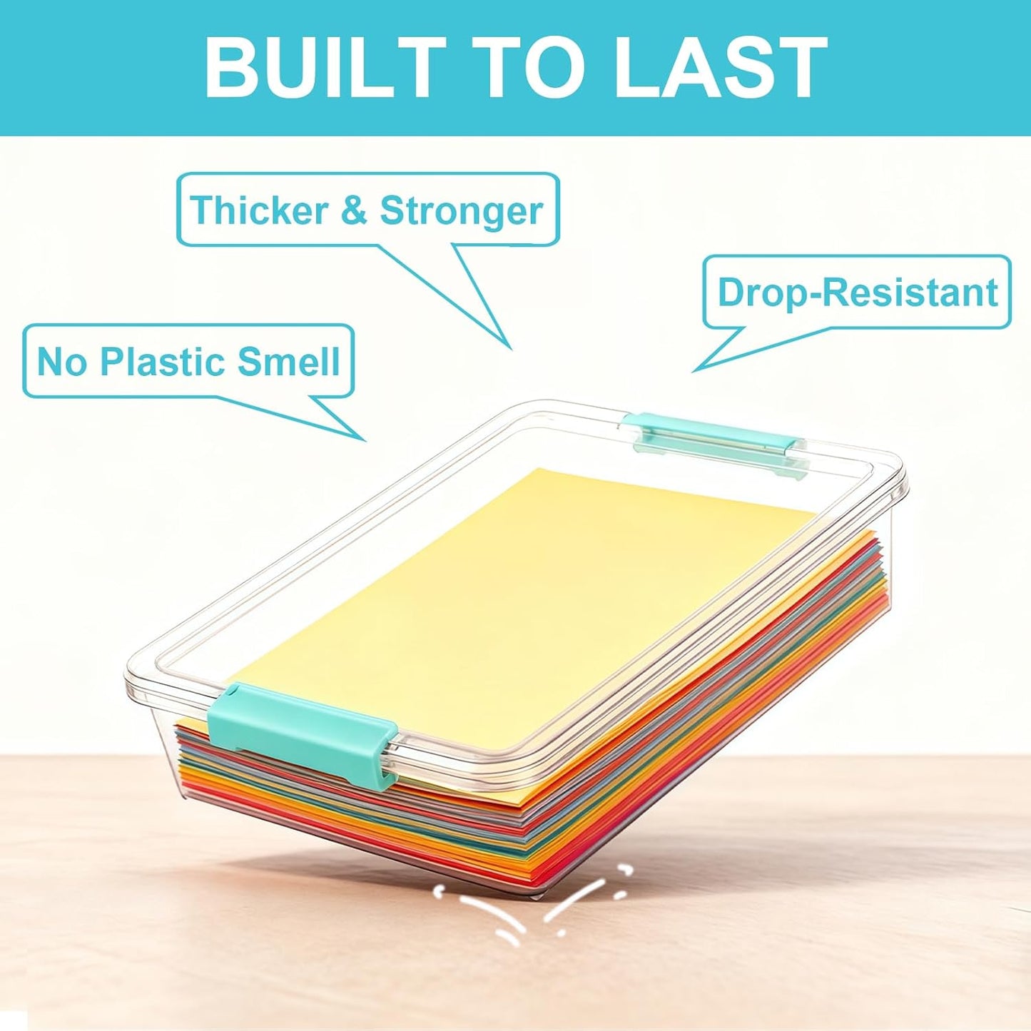 Skiennix 6 Qt Clear Plastic Storage Bins - Stackable Organizers with Lids for Crafts & Documents | 2 Pack