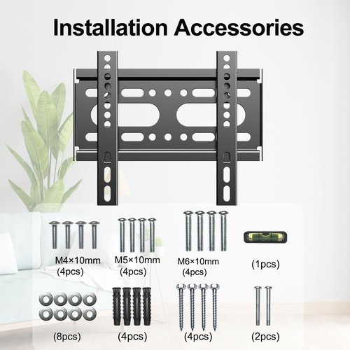GLWIXY Fixed TV Wall Mount for 14-42" Flat Screen TVs, Small Wall Mount TV Bracket fit 19 24 28 32 35 39 40 inch, VESA Up to 200x200mm 55lbs Max Load, Easy Install Low Profile Monitor Mount Bracket