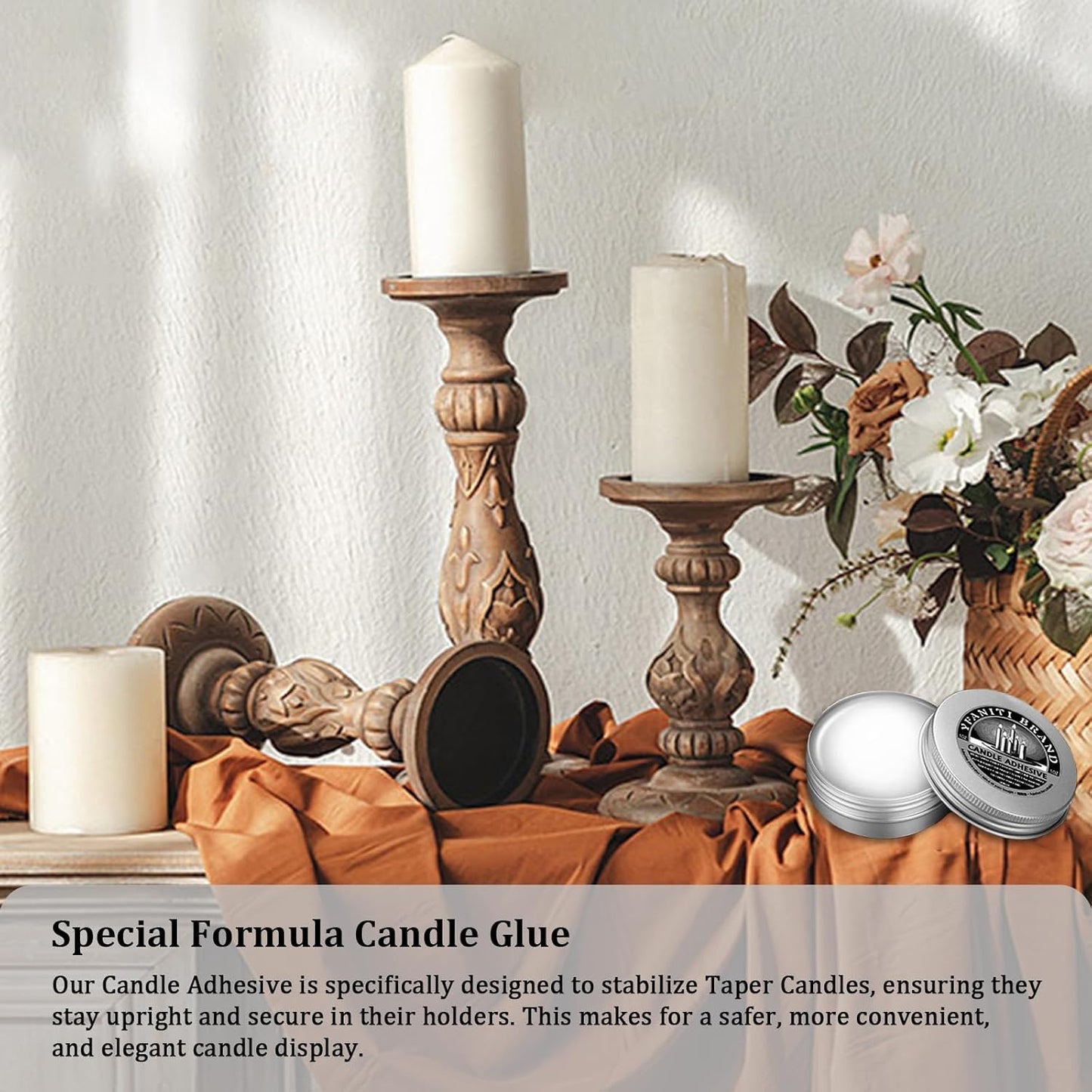 Skiennix Candle Adhesive - 3 oz Taper Candle Glue for Secure Hold | Essential Candle Accessory