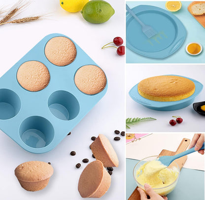 Skiennix 7-in-1 Silicone Bakeware Set - BPA-Free Kitchen Molds for Cakes, Muffins & Pies