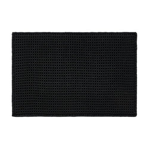 TYUU Black Bathroom Rug, Waffle Bath Mat Non Slip Washable Super Absorbent Quick Dry Boho Farmhouse Bathroom Decor, 30"x20" Black