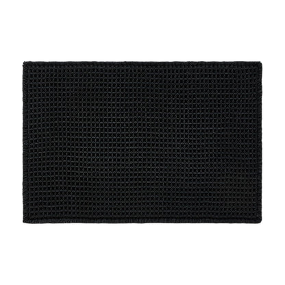 TYUU Black Bathroom Rug, Waffle Bath Mat Non Slip Washable Super Absorbent Quick Dry Boho Farmhouse Bathroom Decor, 36"x24"/ 3'x2' Black