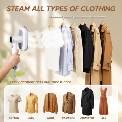 Skiennix 2 In 1 Clothes Steamer - 1550W Powerful Portable Wrinkle Remover | 1100ml Tank, Fast Heat-Up, White