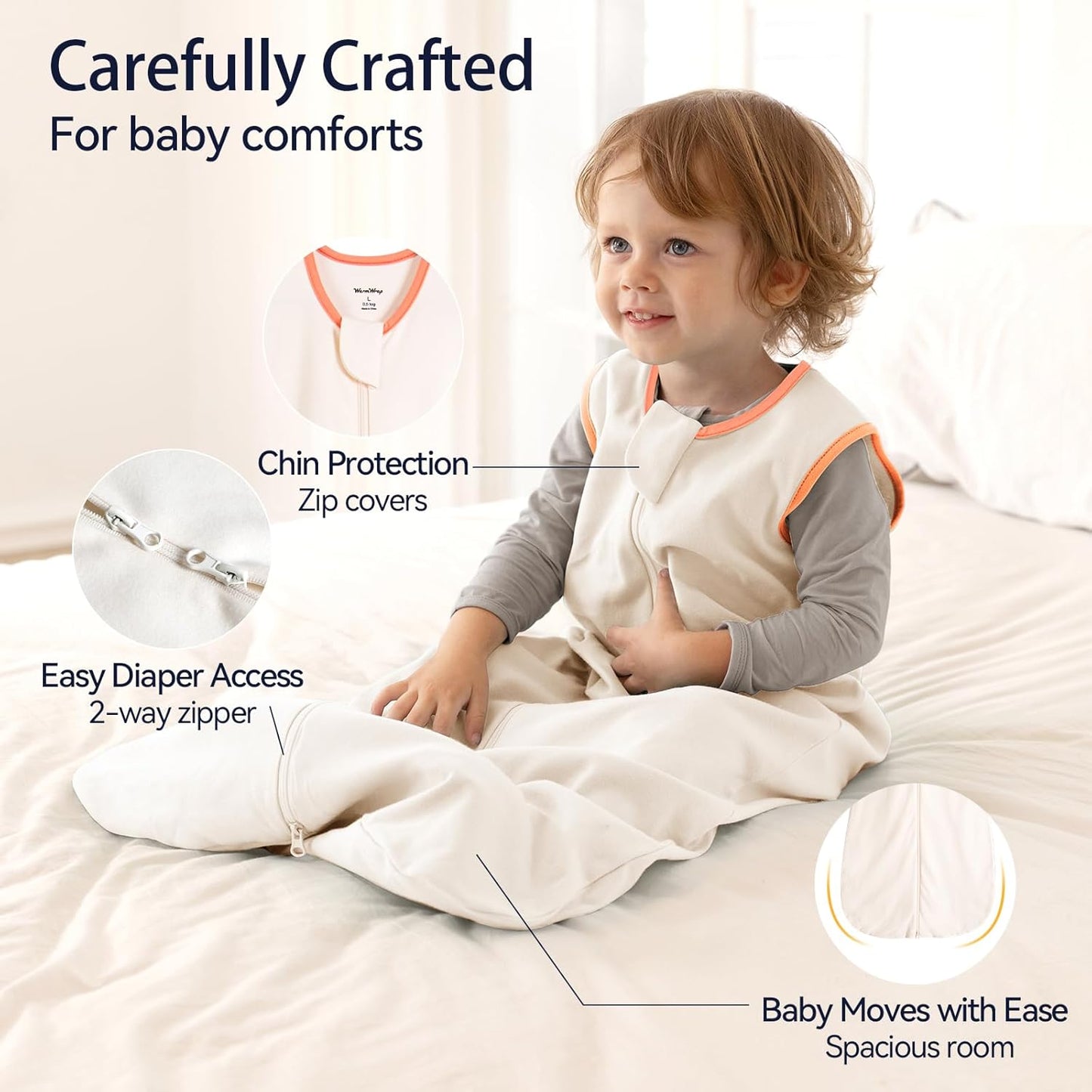 Skiennix Baby Sleep Sack | 100% Cotton Wearable Blanket for 12-18 Months | 3-Pack, Breathable & Lightweight with 2-Way Zipper