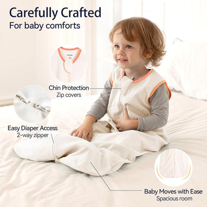Skiennix Baby Sleep Sack | 100% Cotton Wearable Blanket for 12-18 Months | 3-Pack, Breathable & Lightweight with 2-Way Zipper