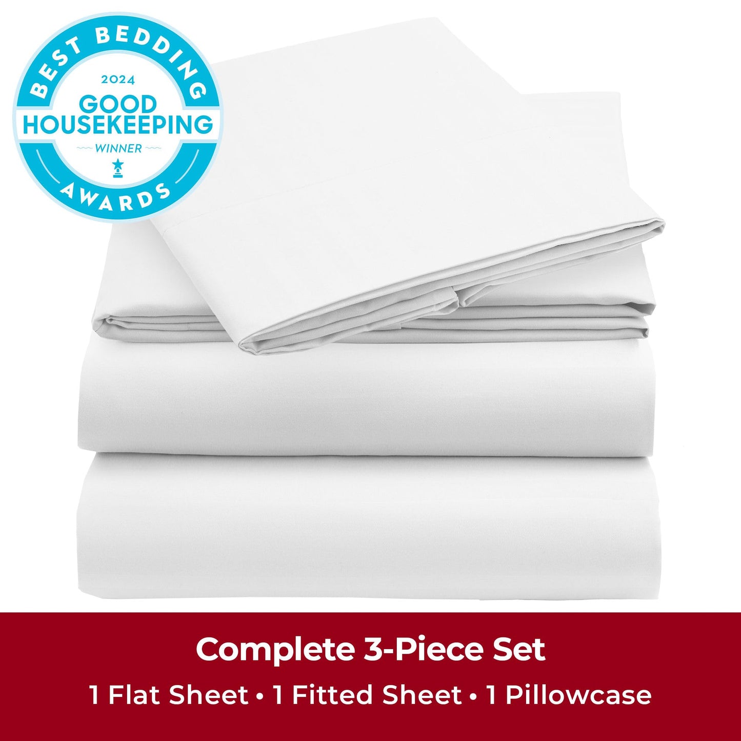 Mellanni Twin Sheets Set - 3 PC Iconic Collection Bedding - Hotel Luxury, Extra Soft, Cooling Bed Sheets - Wrinkle, Fade, Stain Resistant (Twin, Striped White)