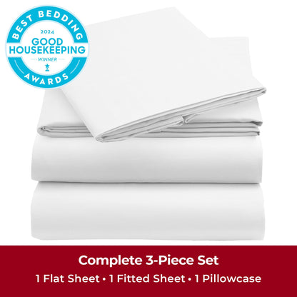 Mellanni Twin Sheets Set - 3 PC Iconic Collection Bedding - Hotel Luxury, Extra Soft, Cooling Bed Sheets - Wrinkle, Fade, Stain Resistant (Twin, Striped White)