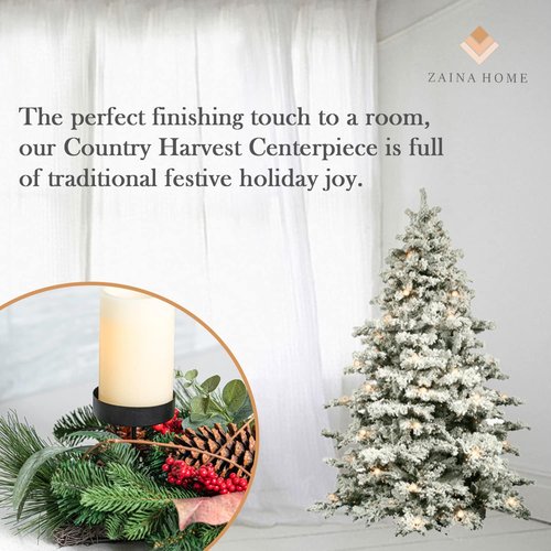 Country Harvest - Handcrafted Christmas Centerpiece | Elegant Eucalyptus Leaves & 3 Candle Holders