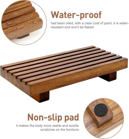 Acacia Wood Riser - Decorative Pedestal Stand for Bathroom Sink & Kitchen Counter | Soap Dish Holder