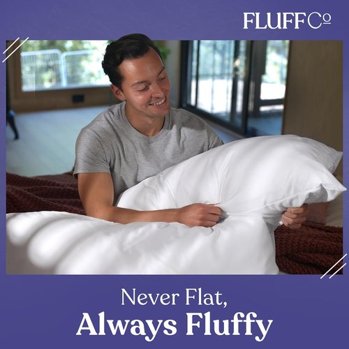 FluffCo Down Alternative Pillows - Cooling Queen Bed Pillows Set of 2 | Machine Washable & USA Made