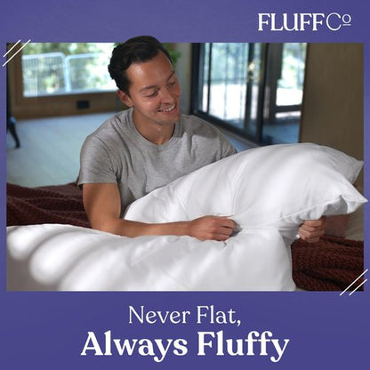 FluffCo Down Alternative Pillows King Size Set of 2 - King Bed Pillows for Sleeping - Made in USA - Cooling Surface and Machine Washable for Side, Back, and Stomach Sleepers