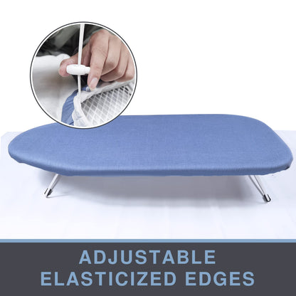 VividPaw Tabletop Ironing Board Cover and Pad 12.5 x 32, Elastic Edge, Silicone Coated, Resist Scorching, Heavy Duty Padded Cover for Mini Small Iron Board (Blue, 12.5" x 32")
