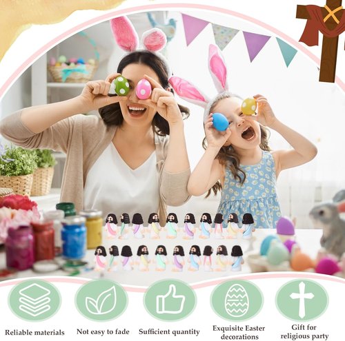 Bememo 25 Pcs Jesus Figures - Mini Rubber Toys for Christmas & Baptism Gifts | Macaron Colors
