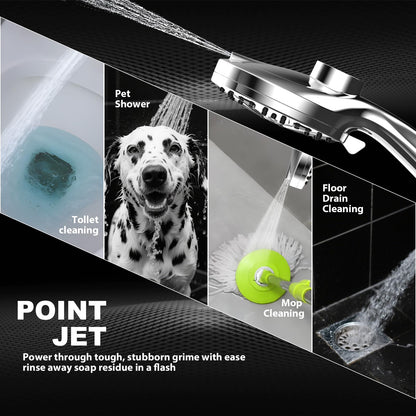 Rain Shower Head with Handheld High Pressure rainfall Shower Heads with Handheld Spray Combo Adjustable one-piece stand daul shower head Built-in Magnetic Docking and Power Jets-silver