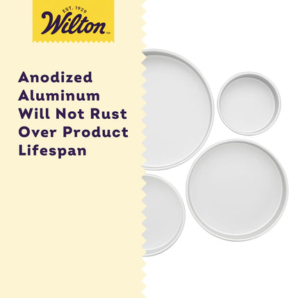 Wilton Round Tiered Cake Pan Set | Durable Anodized Aluminum for Even Heat Distribution | 6, 8, 10 & 12 Inch (Pack of 4)
