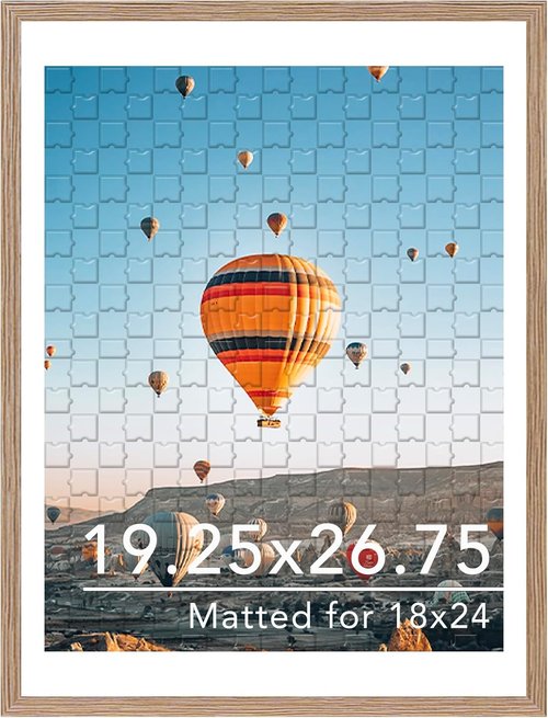 JCJMY Puzzles Frame - Display 18x24 with Mat or 19.25x26.75 Without | Rustic Brown Wall Hanging