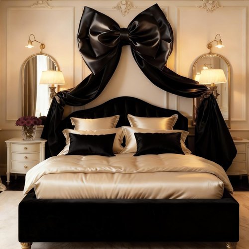 Giant Black Bow Decor - 75x19 Inch Christmas Tree Topper | Elegant Wall Backdrop for Weddings & Parties