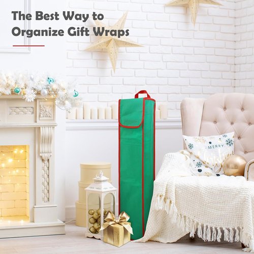 Gift Wrapping Paper Organizer by Skiennix - Storage Bag with Pockets & Handles | 29" x 5.5" x 5.5", Green