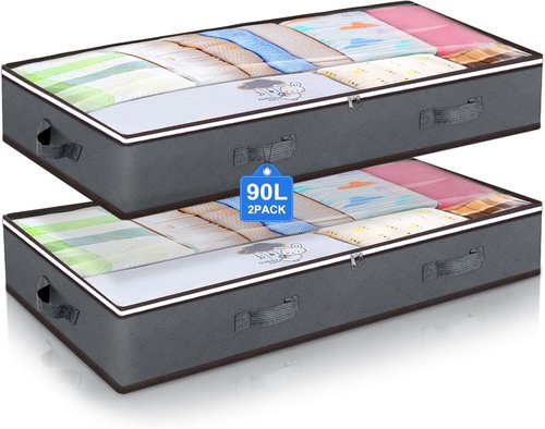 90L Under Bed Storage Containers by [Brand Name] - Clear Lids for Organizing Toys & Clothing | 2 Pack