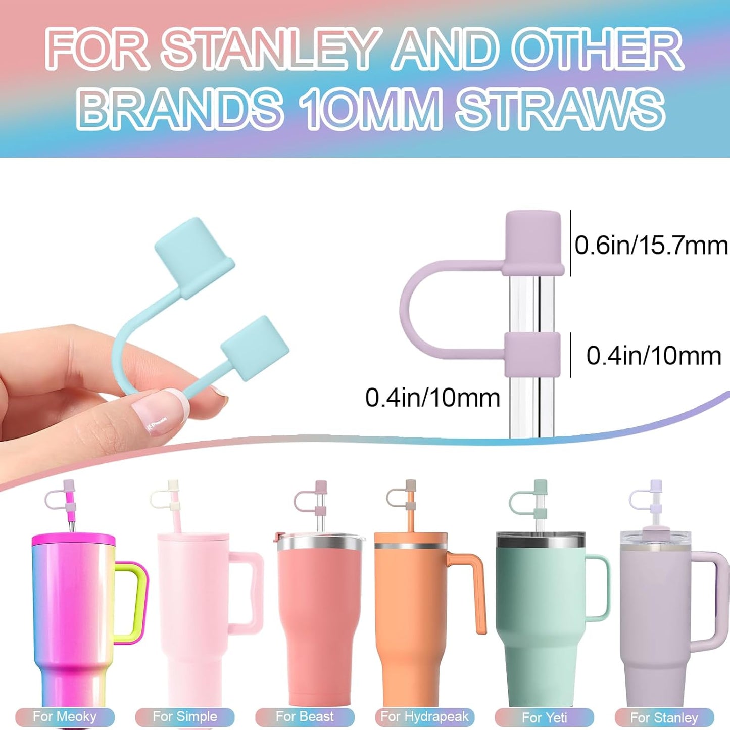 Stanley 7-Piece Straw Cover Caps - Silicone Toppers for 30oz & 40oz Tumblers | Multicolor