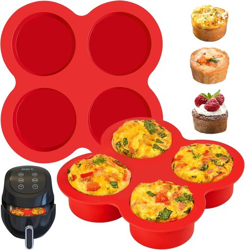 JOERSH Air Fryer Egg Mold - 2-Pack Non-Stick Silicone Baking Pan for Egg Bites, Muffins & More