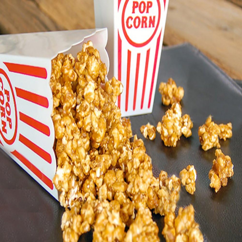 Novelty Place Classic Red & White Striped Popcorn Containers - 7.8 Inch Tall x 3.8 Inch Square (4 Pack)