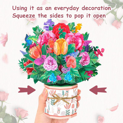 ROBBEAR 3D Rose Carnation Pop-Up Greeting Card - Handmade Flower Card with Envelopes for Any Occasion