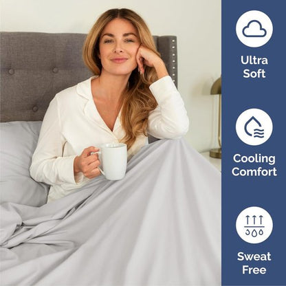 Comfy Twin Size 3 Piece Sheet Set by [Brand Name] - Breathable & Cooling Hotel Luxury Bedding - Deep Pockets, Soft, Wrinkle-Free - Oeko-Tex Certified, French Grey