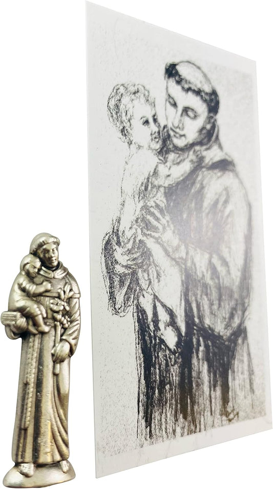 Westman Works St. Anthony Prayer Kit - Patron Saint of Lost Causes with Pocket Statue & Holy Card