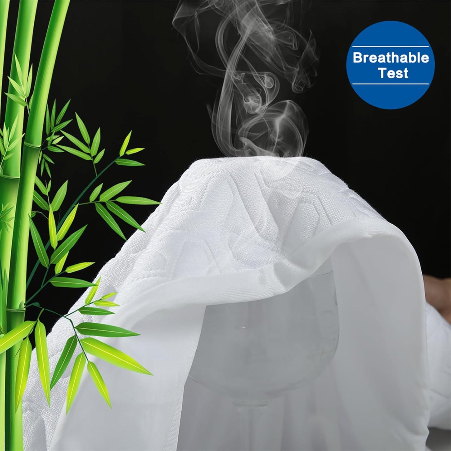 Premium Waterproof Mattress Protector - Queen Size 4D Air Cooling 300GSM | Breathable Noiseless Cover (White)