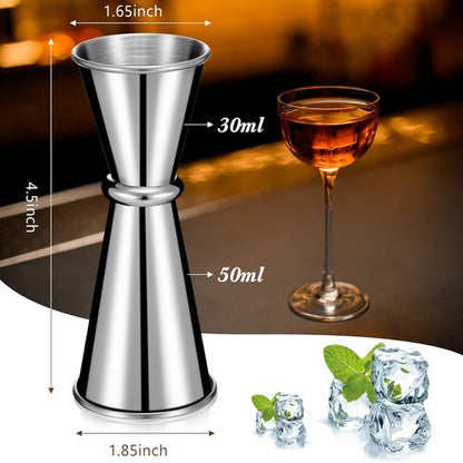 9 Pieces Jigger for Bartending Cocktail 2 oz 1 oz 304 Stainless Steel Glass Measuring Cup Shot Measure Cup Double Japanese Jigger for Bartender Bar Supplies(Silver)