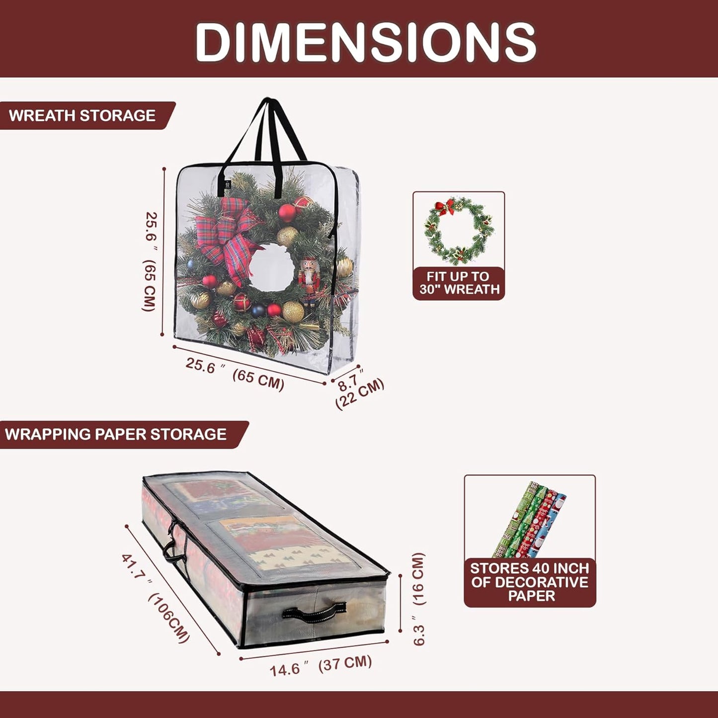VENO Wrapping Paper Storage Bag - 5 Pack for Christmas Wreaths | Multi-Use Gift Storage Solution