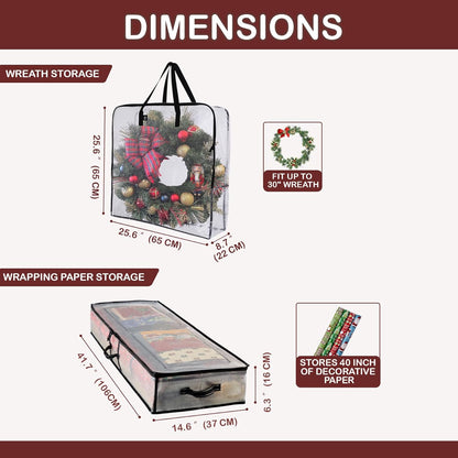 VENO Wrapping Paper Storage Bag - 5 Pack for Christmas Wreaths | Multi-Use Gift Storage Solution