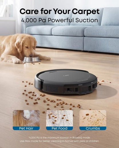 Eufy C10 Robot Vacuum - Self-Emptying with Advanced Smart Mapping & LiDAR Navigation | 2.85-Inch Slim Design, Powerful Suction for Pet Hair