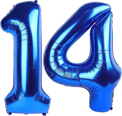 Skiennix 14 Inch Dark Blue Foil Balloon Numbers - Large 40 Inch Birthday & Wedding Decor