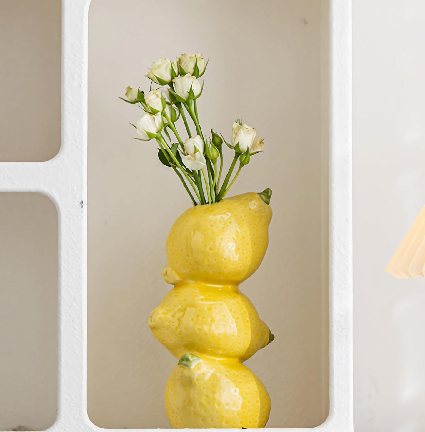 Skiennix Lemon Figurine Decor - Yellow Ceramic Bud Vase for Home & Kitchen Centerpieces