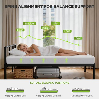 FDW 6 Inch Twin Mattress, Base Foam, Medium Firm Support, Breathable & Comfortable, Removable Washable Zipper Cover, Bed-in-a-Box，CertiPUR-US Certified