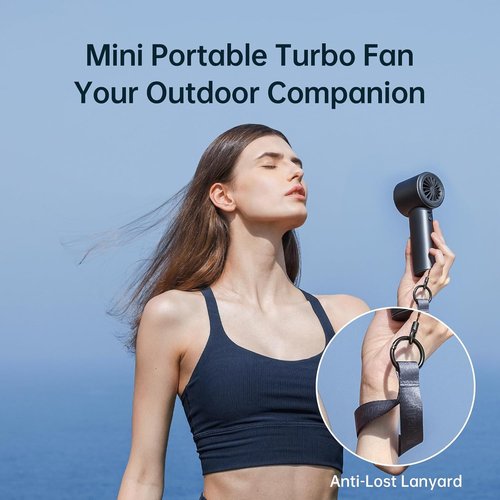 JISULIFE Portable Handheld Fan - Adjustable Speed Turbo Mini with 3600mAh Battery | Rechargeable, Blue