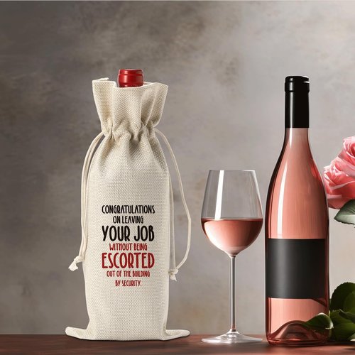 Funny Retirement Gifts for Woman Men Happy Retirement Party Decorations Retired Leaving Gifts for Coworkers Boss Congratulations On Leaving Your Job Sign Wine Bag