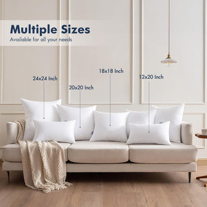 MIULEE Throw Pillow Inserts - Pack of 2 | 18x18 Inch | 100% Virgin Fiber Filling for Bed & Couch