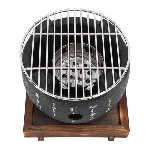 Japanese Grill with Portable Round Design, BBQ Grill Food Charcoal Stove for Household Barbecue Tool - 2 Size Available (L)