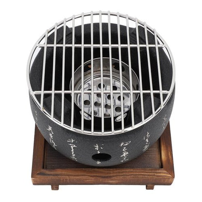 Japanese Grill with Portable Round Design, BBQ Grill Food Charcoal Stove for Household Barbecue Tool - 2 Size Available (L)