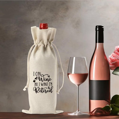 Funny Retirement Gifts for Woman Men Retirement Wine Gifts Bag Happy Retirement Party Decorations Retired Gifts Leaving Gifts for Coworkers Boss I Can Wine All I Want I'M Retired
