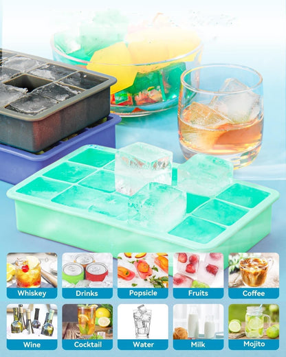 Silicone Ice Cube Trays - 3 Pack 45-Cube BPA Free | Stackable & Easy-Release for Whiskey, Cocktails, Baby Food