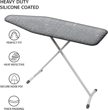 Scorch Resistant Ironing Board Cover - Thick Cotton Padding with Stretch Elastic Fit | Grey