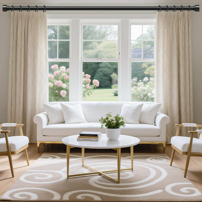 Skiennix Extra Long Curtain Rods - Heavy Duty 1 Inch Adjustable Window Treatment | 36-144 Inch, Black