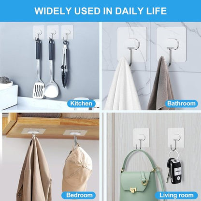JINSHUNFA Heavy Duty Adhesive Wall Hooks - 13LB Capacity, No Drill, Waterproof, 12 Pack for Bathroom & Kitchen