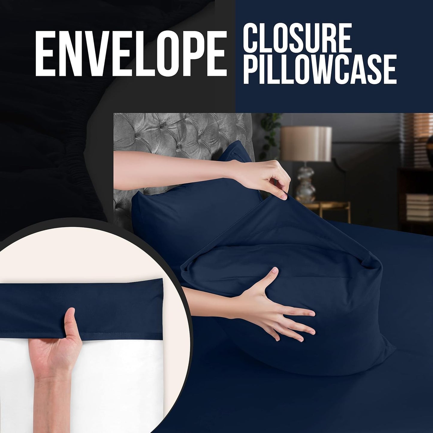 Utopia Bedding King Pillow Cases - 12 Pack Soft Brushed Microfiber - Fade Resistant 20 X 40 Inches | Navy